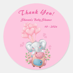 Autocollant de remerciement pour Baby Shower Éléph