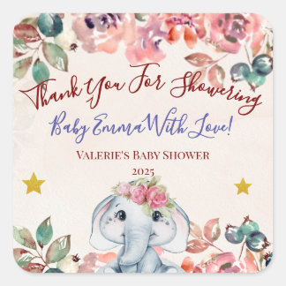 Autocollant de remerciement pour Baby Shower éléph