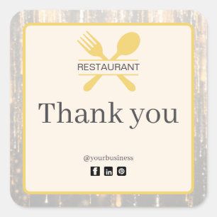 Autocollant de remerciement pour restaurant élégan