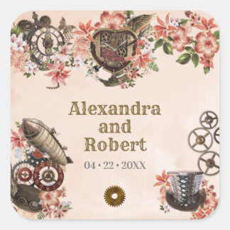 Autocollant de remerciement Steampunk floral
