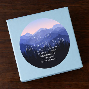 Autocollant de remise des diplômes Rustic Blue Mou