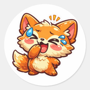 Autocollant de renard orange Kawaii mignon qui rit