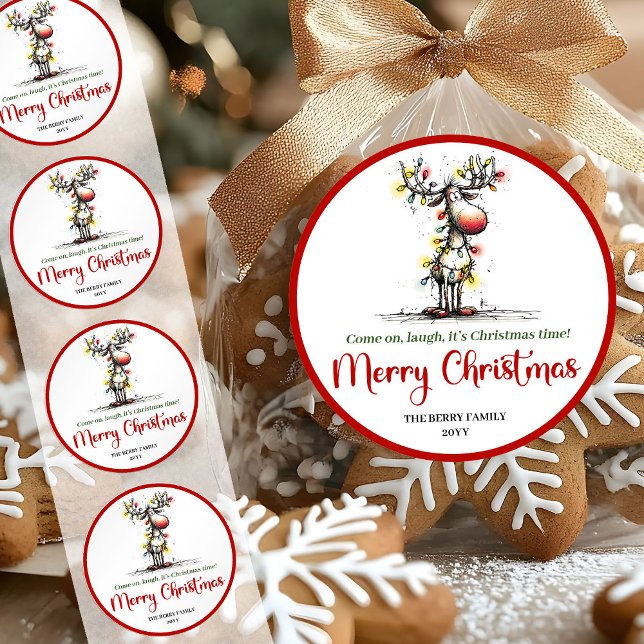 Autocollant de renne fantaisiste charme de Noël de (Whimsical reindeer sticker cartoon Christmas charm

)