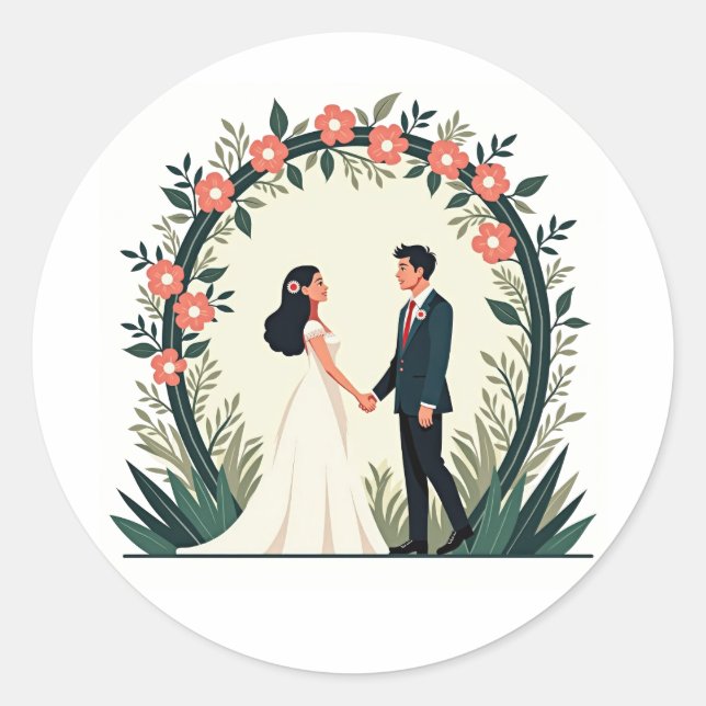 Autocollant de romance de mariée et de marié (Devant)