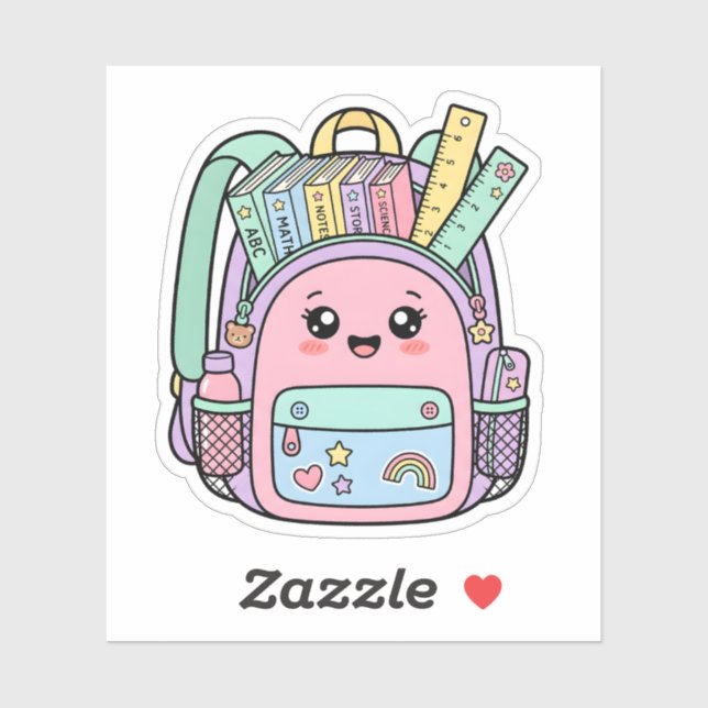 Autocollant de sac à dos d'école pastel Kawaii pou (Feuille)