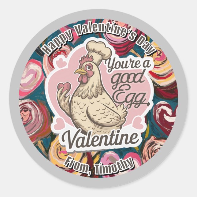 Autocollant de Saint-Valentin au poulet du chef (Devant)