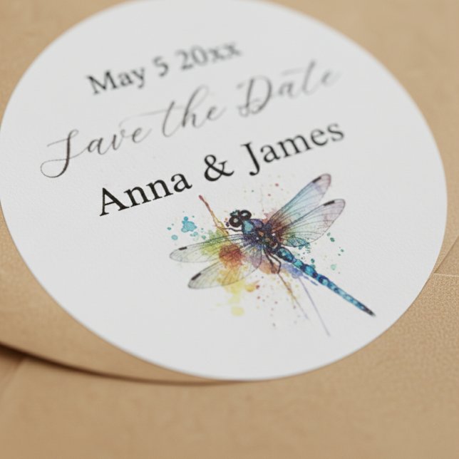 Autocollant de sauvegarde de mariage libellule (Créateur téléchargé)