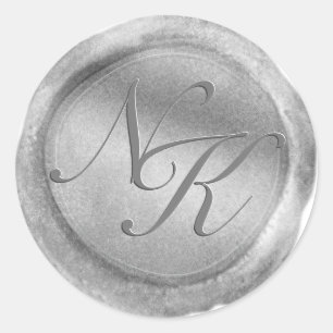 Autocollant de sceau de cire argent Monogramme per