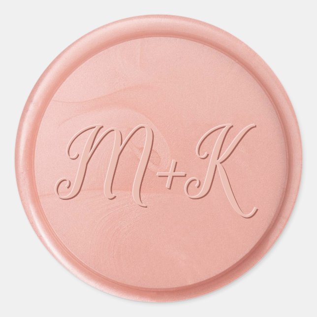 Autocollant de sceau de cire Rose initial Monogram (Devant)