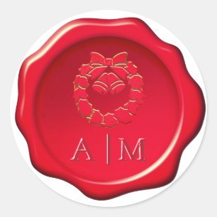 Autocollant de sceau de cire rouge avec couronne d