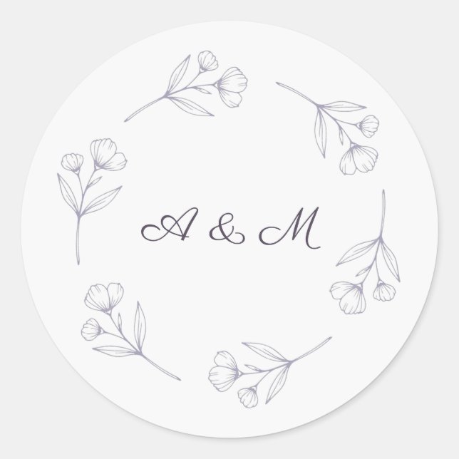 Autocollant de sceau de mariage Purple Script Line (Devant)