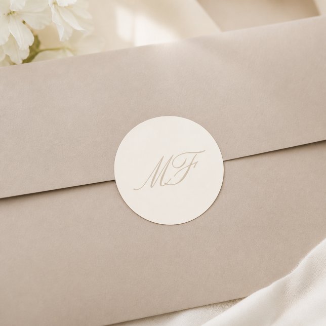 Autocollant de sceau de monogramme de mariage ivoi (Créateur téléchargé)