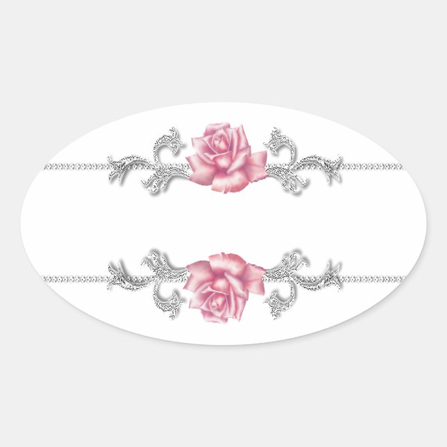 Autocollant de sceau d'enveloppe argenté rose rose (Devant)