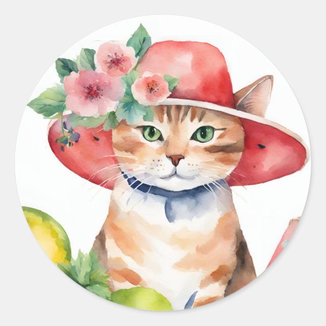 Autocollant de sceau d'enveloppe de chat tigré ora (Devant)