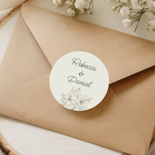 Autocollant de sceau d'enveloppe de mariage floral (Créateur téléchargé)