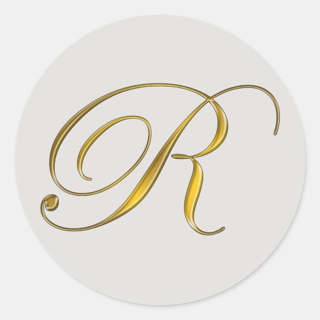 Autocollant de sceau d'enveloppe R monogramme or (Devant)