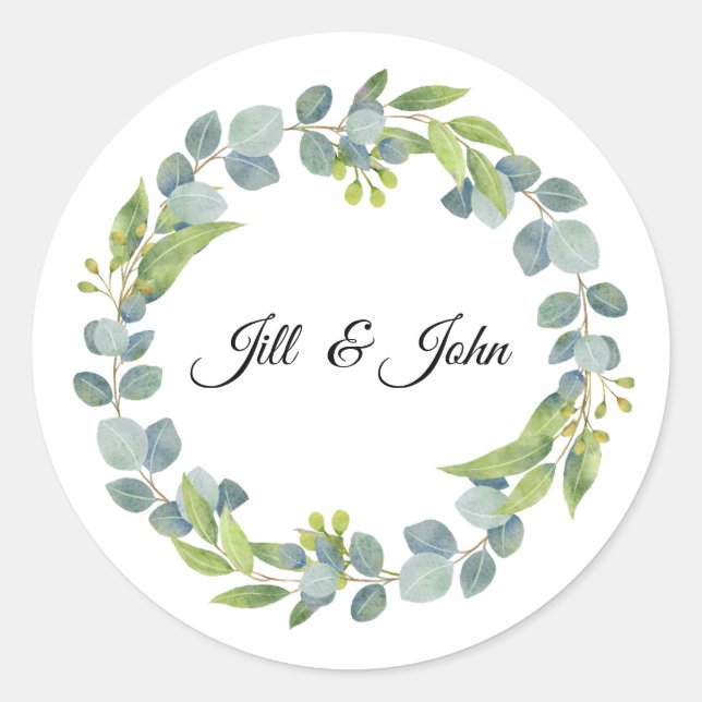 Autocollant de scellage de mariage Eucalyptus pour (Devant)