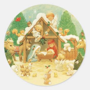 Autocollant de scène de Noël mignonne