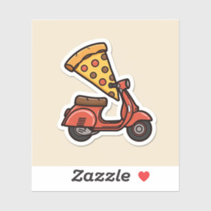 Autocollant de scooter de livraison de pizza Kawai