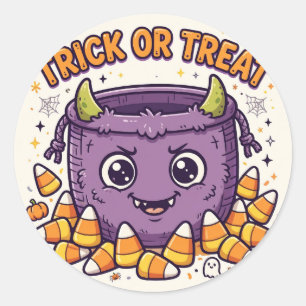 Autocollant de seau de bonbons Halloween Trick Or