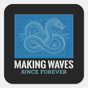 Autocollant de serpent marin faisant des vagues de