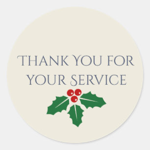 Autocollant de service de Noël militaire Merci