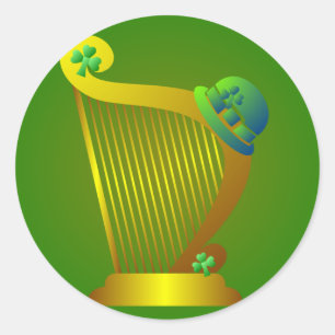 Autocollant de shamrock d'harpe du jour de St