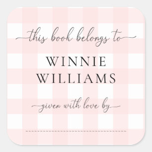 Autocollant de signet à carreaux roses