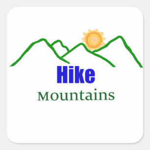 Autocollant de silhouette de montagne de randonnée