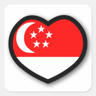 Autocollant de Singapour de coeur