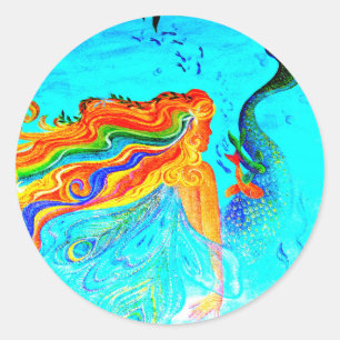 autocollant de sirène aux cheveux arc-en-ciel