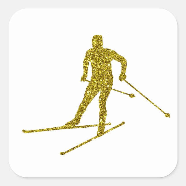 Autocollant de ski de fond or (Devant)