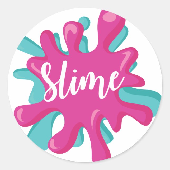 Autocollant de slime rose et turquoise fête de sli (Devant)