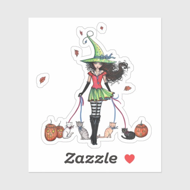 Autocollant de sorcière d'Halloween pour promener  (Feuille)