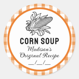 Autocollant de soupe de maïs avec motif à carreaux