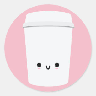 Autocollant de sourire mignon de café