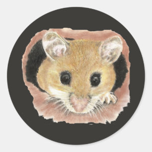 Autocollant de souris de poche à l'aquarelle migno