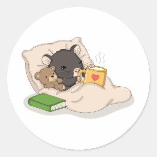 Autocollant de Souris Mignonne et Douillette avec