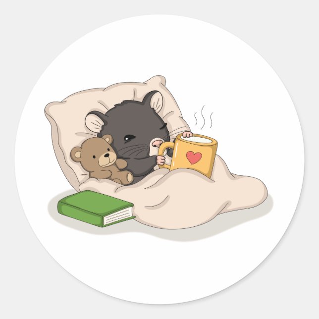 Autocollant de Souris Mignonne et Douillette avec  (Devant)