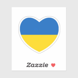 Autocollant de soutien cœur Ukraine jaune bleu