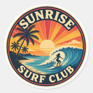 Autocollant de style badge du Sunrise Surf Club