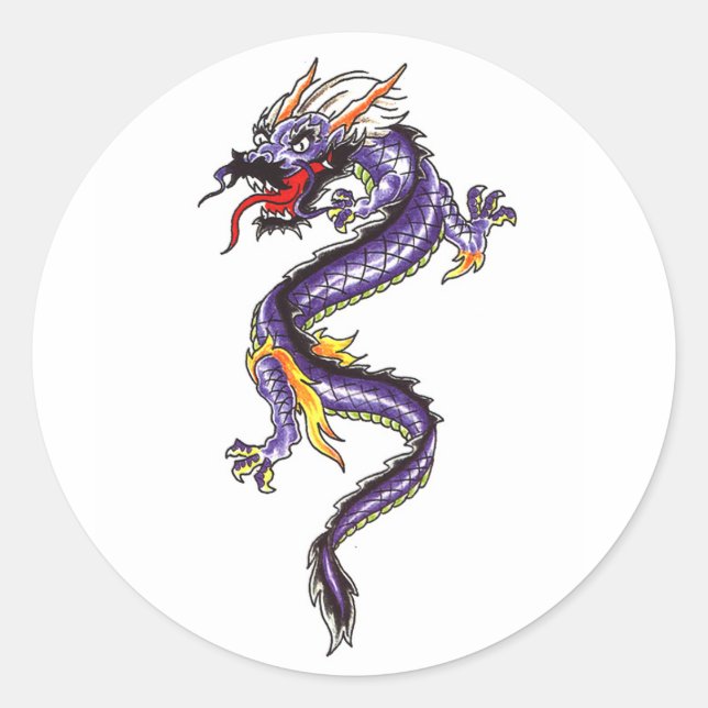 Autocollant de style cool Oriental Purple Dragon (Devant)