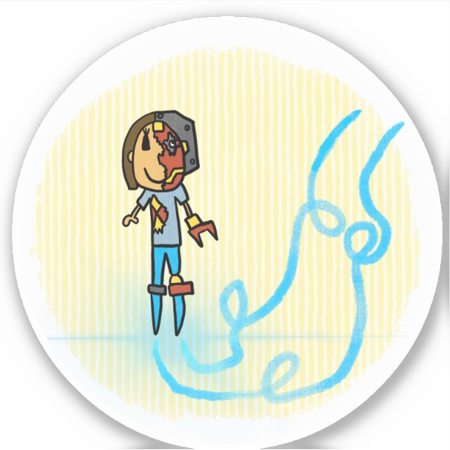 Autocollant de style de livre de Cyborg Mom Comic (Devant)