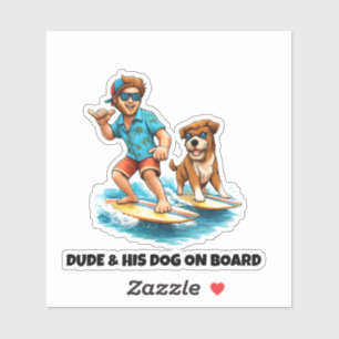 Autocollant de surf pour mec et son chien – Chien