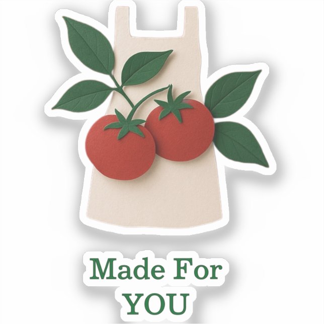Autocollant de tablier tomate — Fait pour vous (Recto)