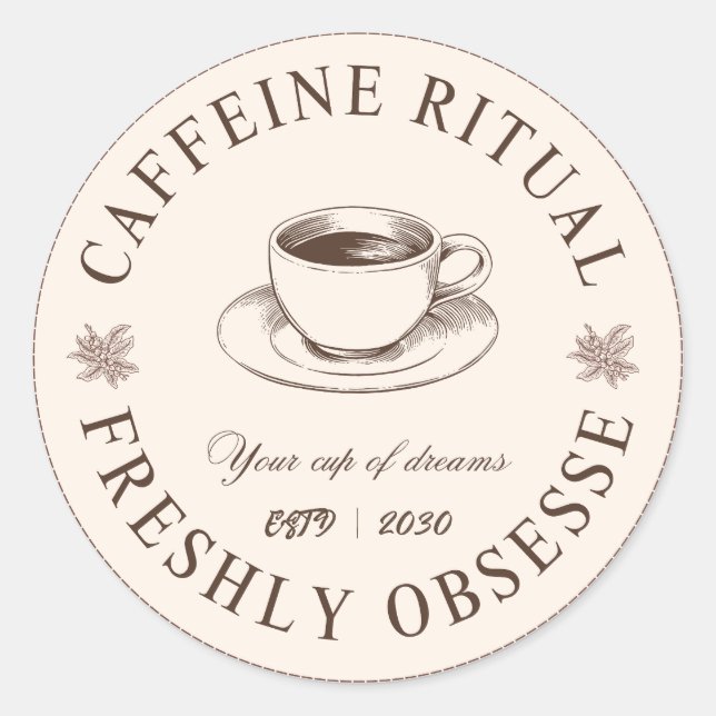 Autocollant de tasse à café Caffeine Ritual (Devant)