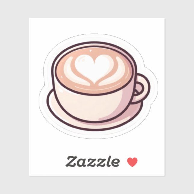  Autocollant de tasse de café à cœur en art de lat (Feuille)