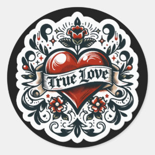 Autocollant de tatouage de cœur d'amour véritable 