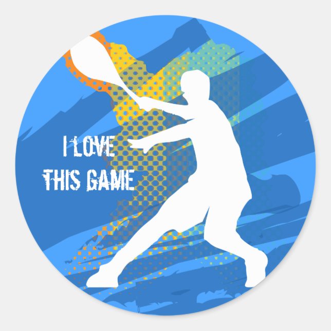 Autocollant de tennis cool : J'adore ce jeu (Devant)
