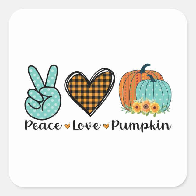 Autocollant de Thanksgiving mignon "Paix, Amour, C (Devant)